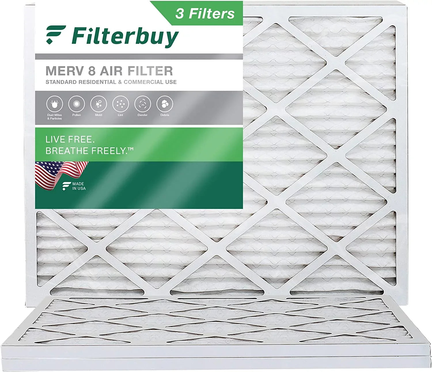 Filters Pleated 8 Air HVAC Furnace Filterbuy AC (3-Pack) MERV 25x32x1