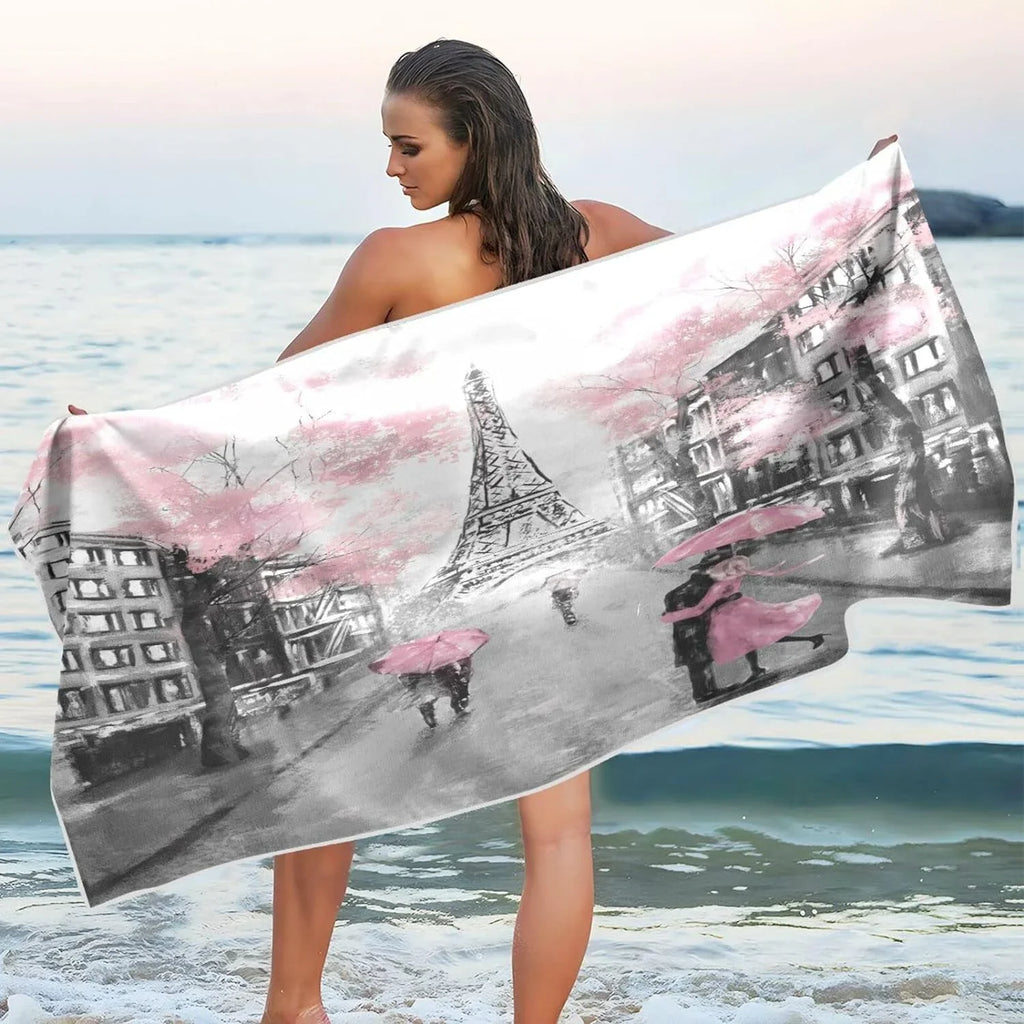 Beach Oversized Shower Tower Microfiber Bath Romantic Towel 30”X60” Towel, Quick Free Sand Towel Paris Dry Pool Bestwell Swim Thin Blanket, Towel Eiffel Lightweight Multipurpose Yoga