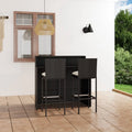 with Garden, Furniture Cushioned Patio, Patio Rattan Poly 2 Bar Backrest and Bar Black Set Bar Stool Balcony, Outdoor Footrest and Anself Chair Piece 3 for Table Backyard,