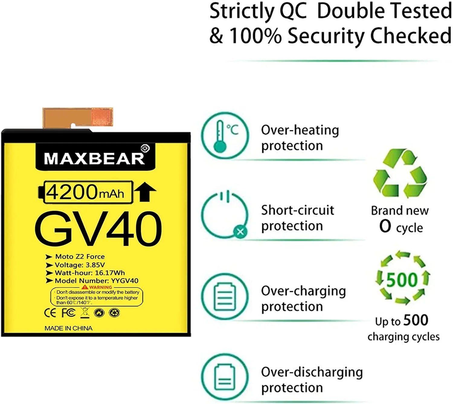 Droid SNN5968A y Z 4200mAh Moto GV40 Built-in Replacement y, Force Li-Polymer (Upgraded)