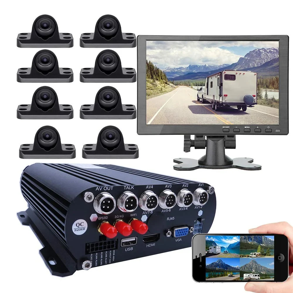 Cameras Recorder 1080P Car Mobile Remote JOINLGO DVR Large on WiFi View 4G Phone Mini Video for Car HD Screen PC GPS 10" 8-CH Truck/RV/Bus MDVR System Vehicle with AHD Backup DVR Camera Angle Monitor