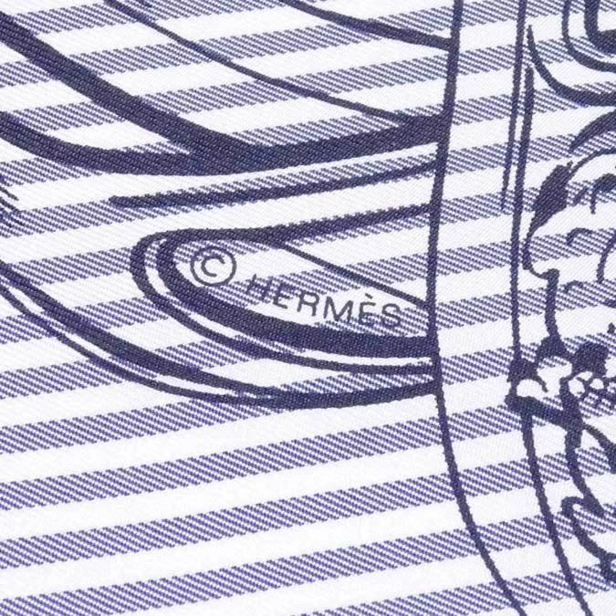 de navy x silk (Good) white Carre ladies 90 GALA Hermes HERMES scarf Pre-Owned BRIDES