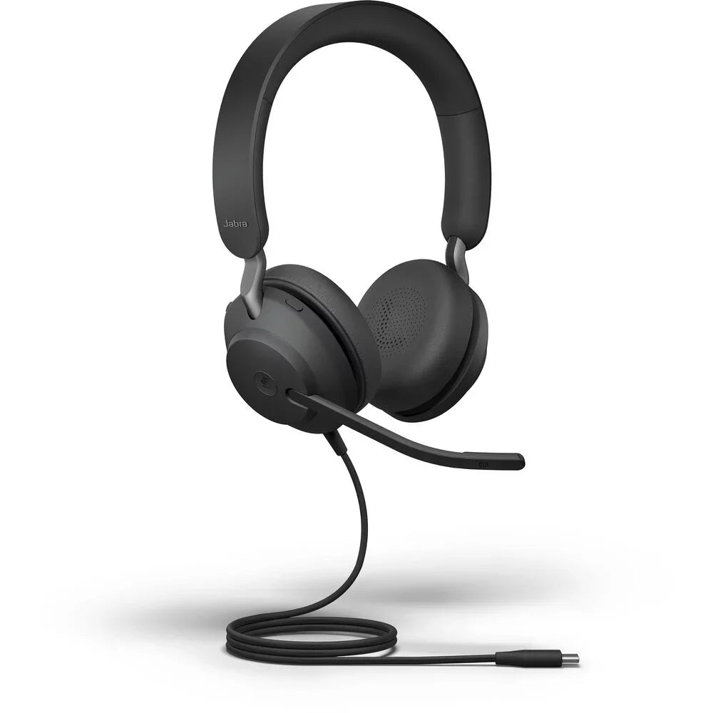 Headphones, Wired with UC Box) USB-C, Headset Jabra Passive USB-C Stereo, - Calls for Evolve2 Comfort, Headphones, 40 All-Day Cancelling Telework Noise Enhanced Black Music, (Open - UC-Optimized and