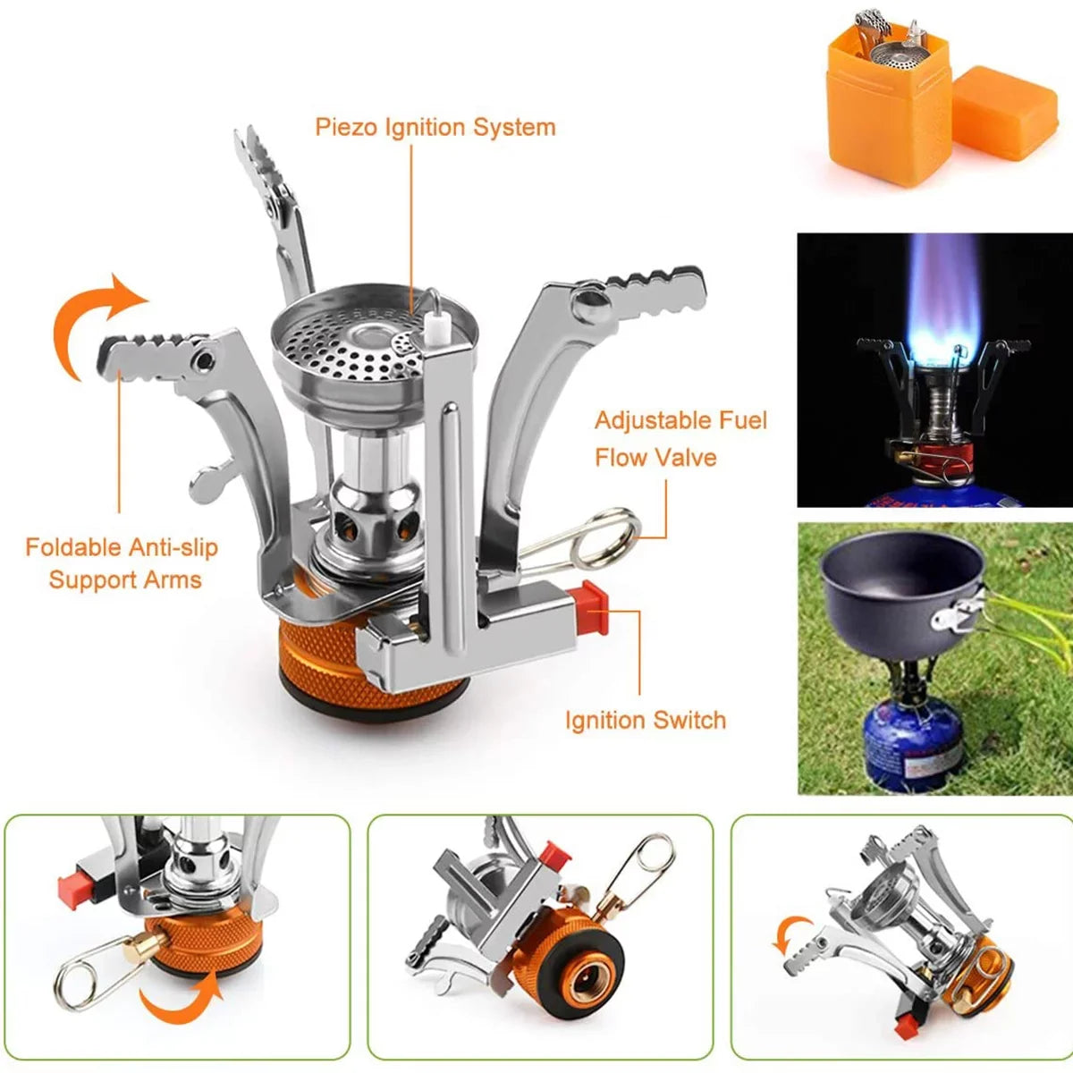 Hiking Mess Pan Kettle Set Stove Pot Camping Lixada Spoon Fork Kit Picnic Backpacking Cutter Cookware with for Tableware