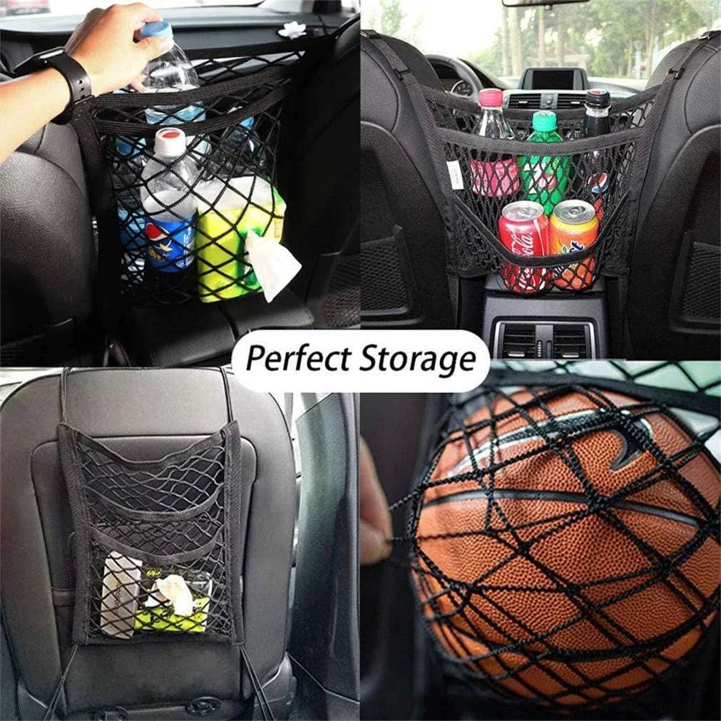 Auto Safety SUVs Barrier Cars, 3 Net Organizer and -Easy to Children, Baby Barrier Dog with Storage Stretchable DYKESON Universal Pet Drive Mesh Pets with Layer(M) Bag Car for Install,Safer