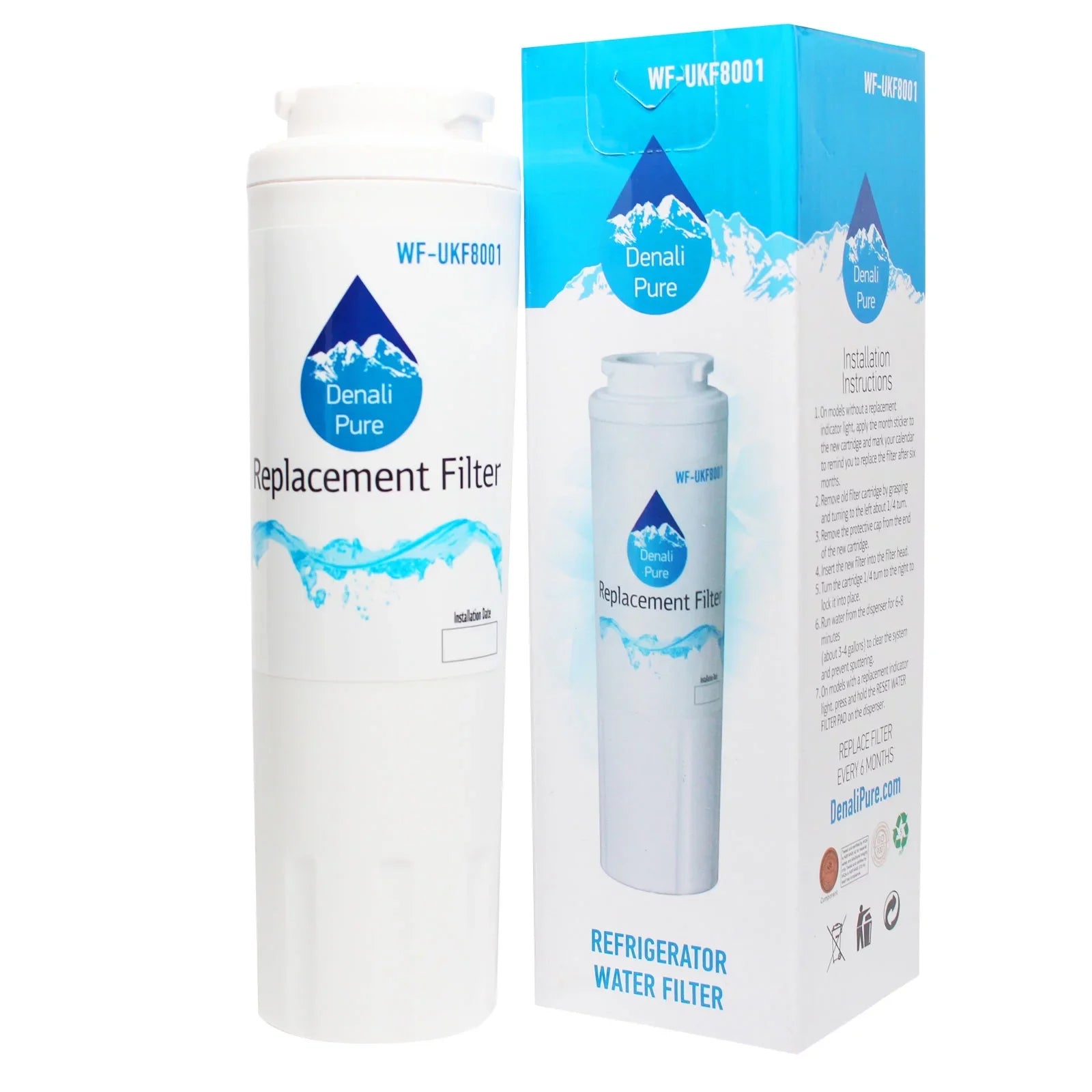 Water ASD2627KES Compatible Replacement with Amana Fridge for Filter Filter Water Refrigerator 3-Pack Cartridge UKF8001AXX - Amana