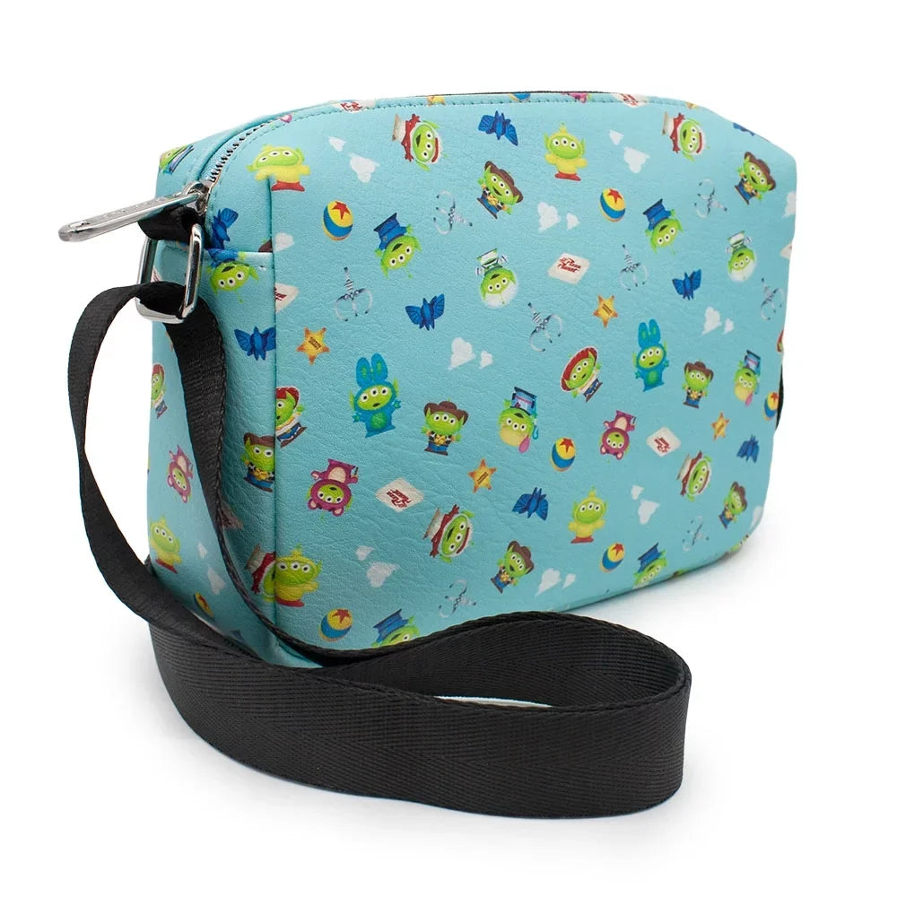 Pizza Toy Collage, Alien Cross Body, Vegan Planet Remix Pixar Story Bag, Disney Rectangle, Blue, Leather