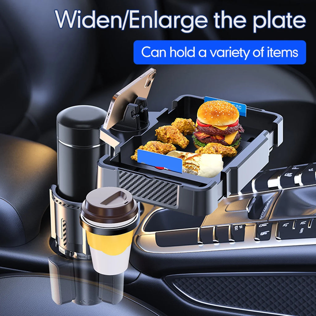 for Car Multifunctional Storage Holder Rack, 4IN1 Phones, and Tray Cup Versatile Dual Tray Holder Cup Snack Drinks moobody Expander