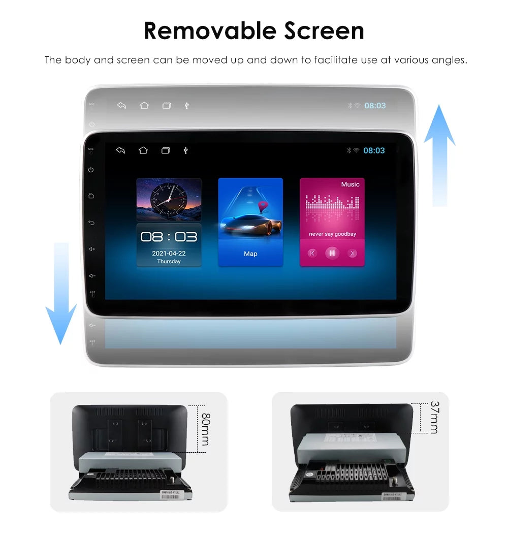 1 Auto Carplay& 10.1'' Hizpo Navigation Single Radio Rotatable Car Android Stereo Screen Bluetooth With GPS Wifi Touch Android Apple DIN 10