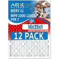 Made 12 Pack WICKED to Rating, 1200 MPR Comparable by 7 FPR AIRX - Furnace FILTERS Filter Filters MPR MERV of USA 11 in 14x25x1 1000, CLEAN Air & AIR.