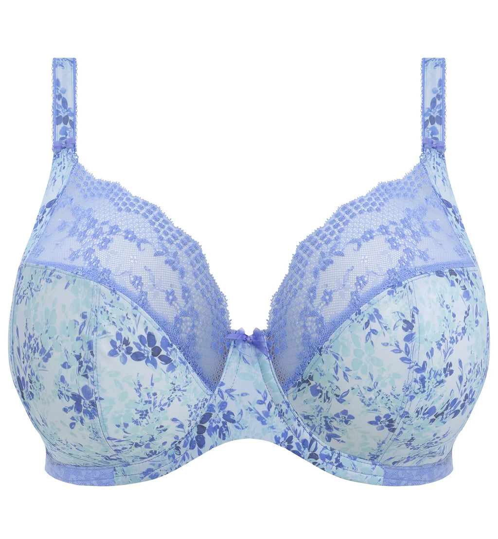 Lucie (4490),42DD,Cornflower Lace Banded Underwire Bra Stretch Plunge Elomi