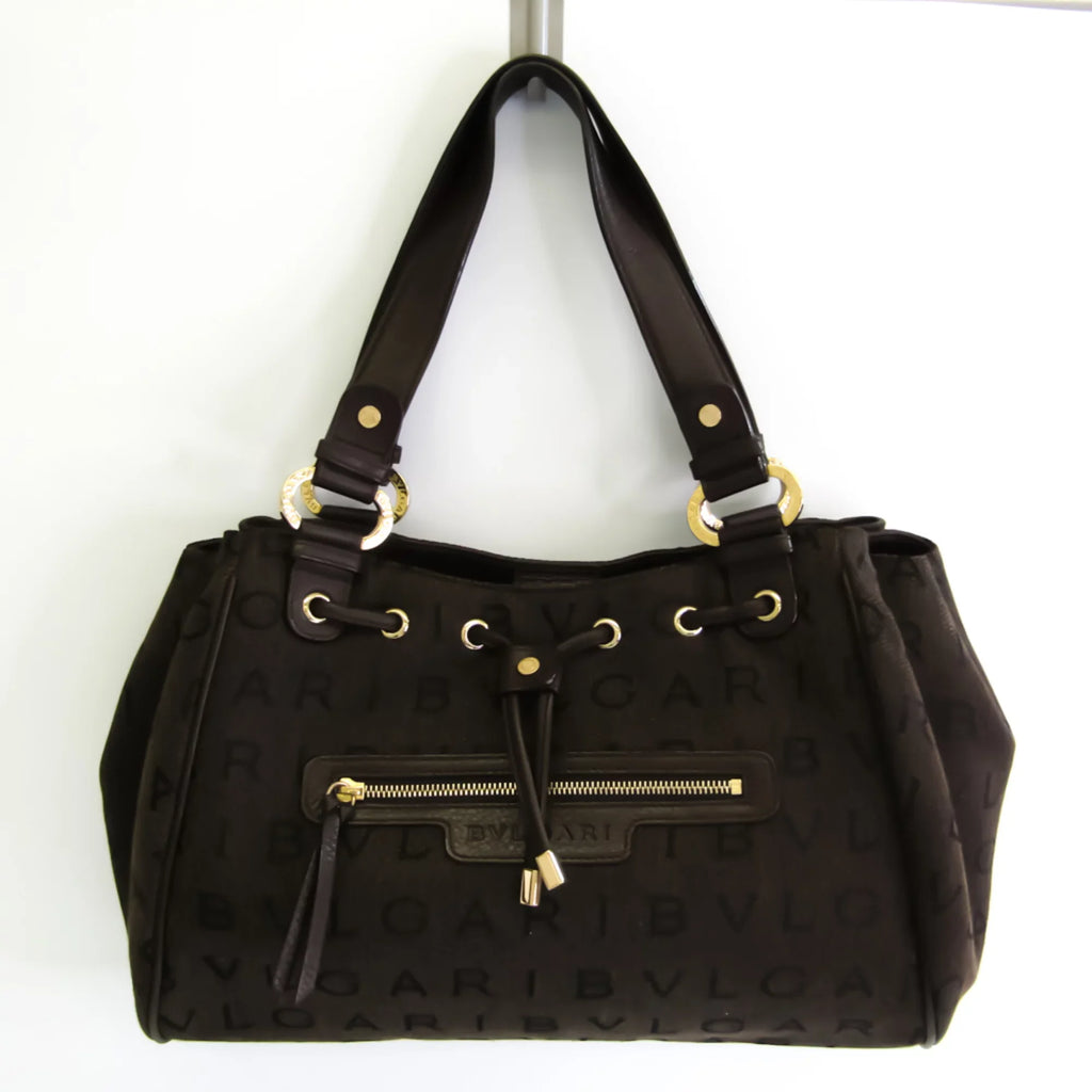 Women's Handbag,Tote Logomania Pre-Owned Bag Canvas Brown (Good) Bvlgari