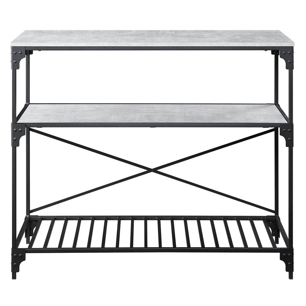 and Kitchen Black Concrete 2-shelf Island Faulkner