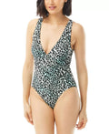 US Swimsuit, 12 Surplice Marc Valvo V-Neck One-Piece Carmen BLACK