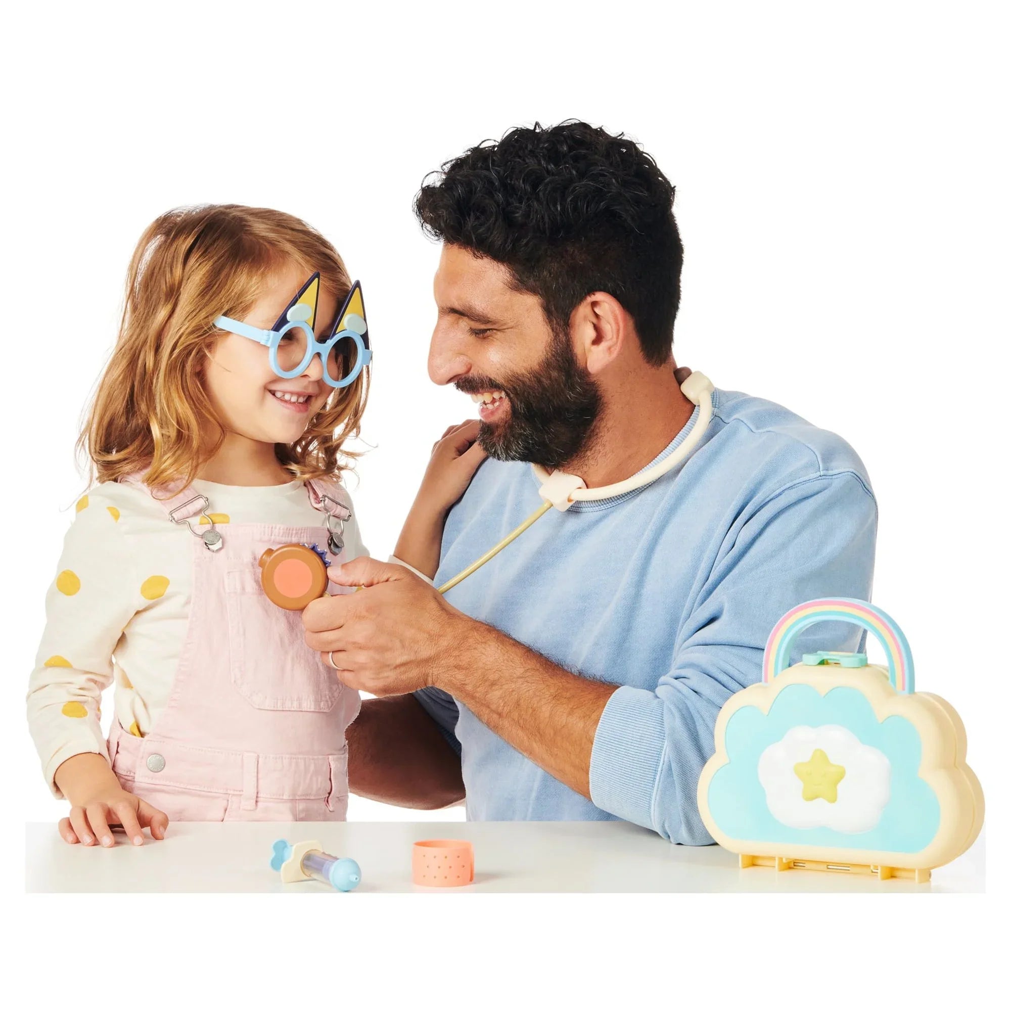 Cloud Ages Syringe, Pieces, Set, Bag toy Stethoscope, Bandage, Doctor's 7 Kids, Check 3+ Toy Preschool, and Doctor's Play Bluey Set, Toys for Playset more Up , Stickers, with Doctor