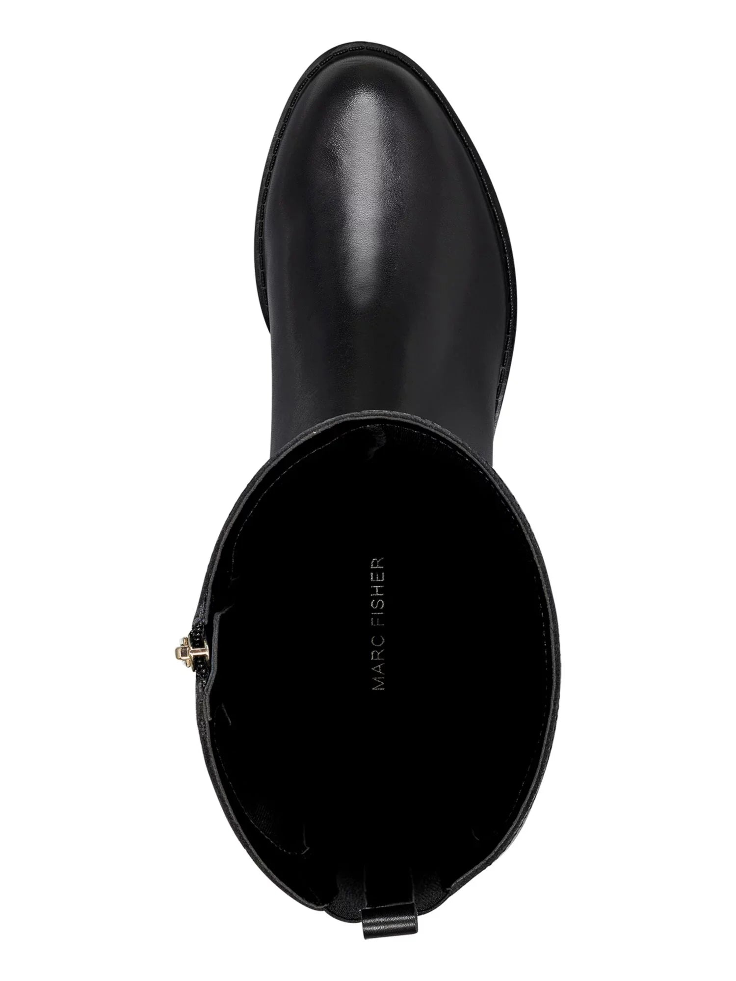 Resistant Water Womens Heel MARC M Accents FISHER Gore Cushioned Back Toe Black Zip-Up Riding Round Studded 6.5 Resistant Secalm Boot Slip Flex Block