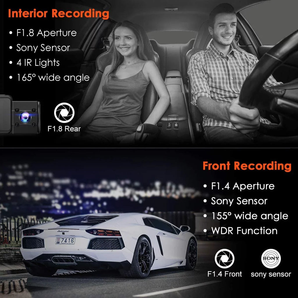 Dash w/ 4K Camera Cam Front | Vantrue Inside and N2S | GPS NV Dash Infrared
