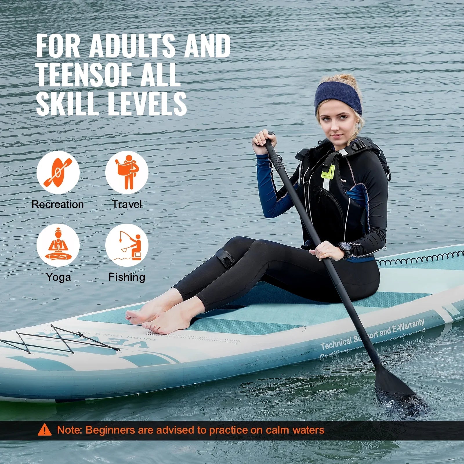 Up Inflatable Board Sup Paddle 11' SKYSHALO with Paddle Board Stand Surf Accessory