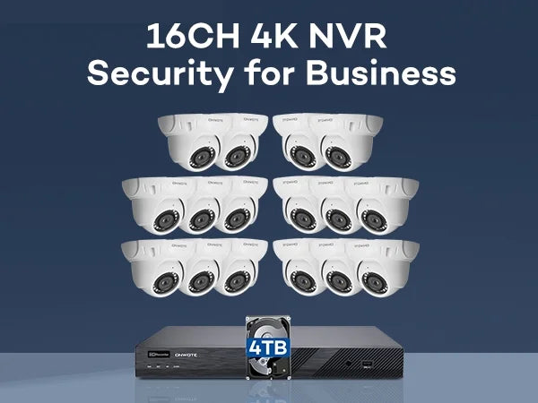 Camera Human AI ONWOTE Outdoor pre-installed Vehicle 8MP 16pcs Security with 6MP System, 16 Channel Recording, HDD 4K PoE NVR Surveillance Detection, PoE Business for Cameras, 16CH & 24-7 4TB IP 4K