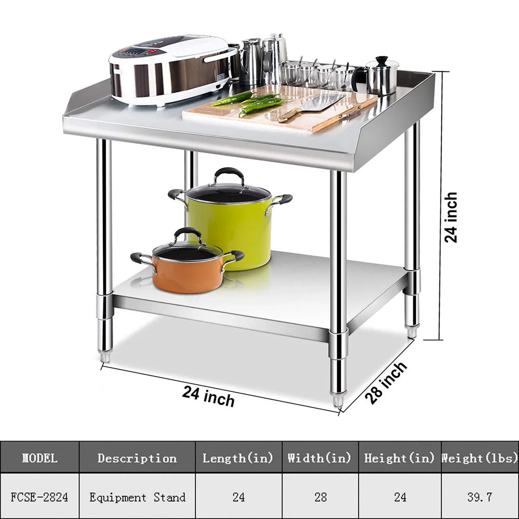 Duty Table for & - Kitchen with Grill Steel Stainless Restaurant Equipment Hotel-Heavy Kitchen Inches Stand - Workstation 24x28 Work BBQ Table Undershelf Home