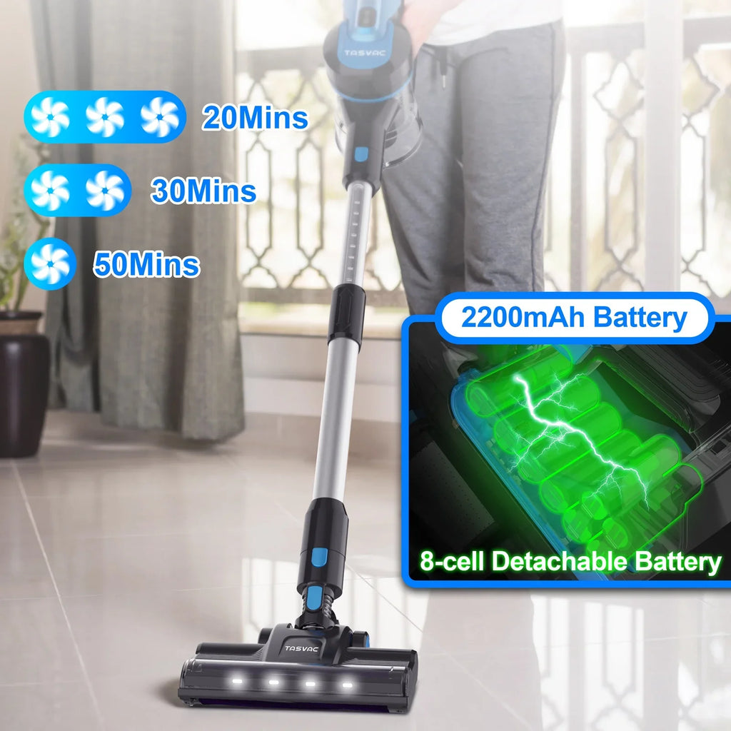 Vacuum 50mins Cleaner TASVAC Cordless to Stick Hair for Floor Up Vacuum Carpet Lightweight Runtime Pet 6-in-1 Cleaner 28kPa
