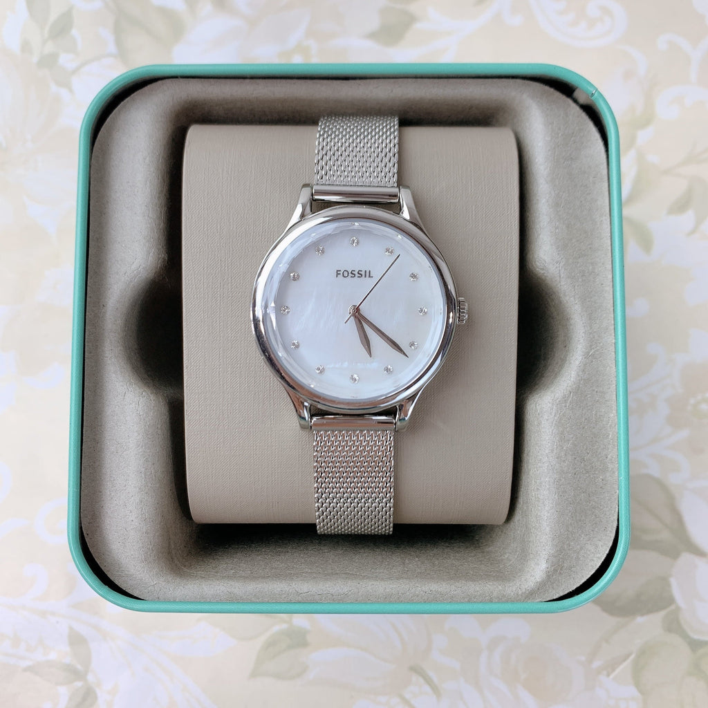 Mesh Women's BQ3390 Stainless Smoke Steel Laney Three-Hand Fossil Watch