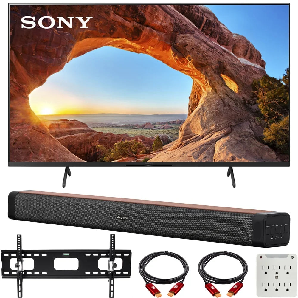 Ultra X85J 60W Wall 37"-70" TV TV Home inch 2021 Smart Channel Deco 6-Outlet Sony and Bracket Surge Soundbar, Adapter HD 4K Mount KD43X85J 43 LED with Bundle Bundle Model 2.0