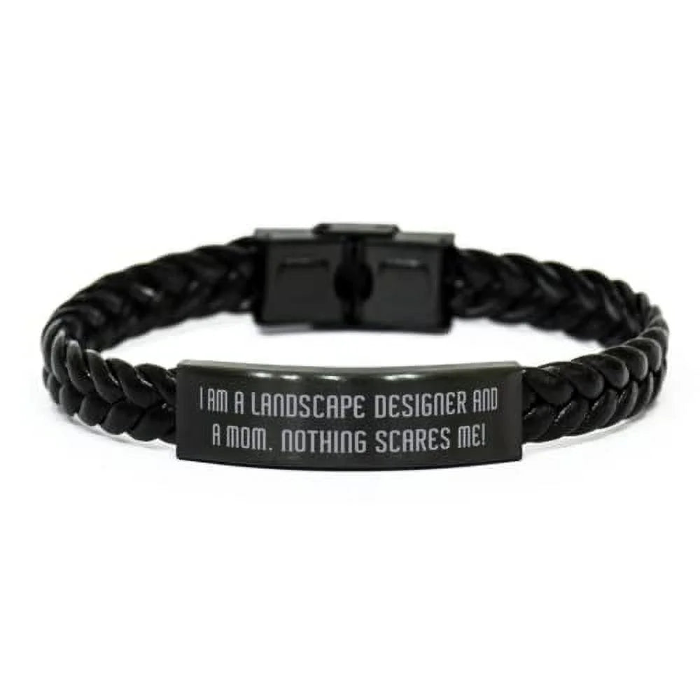 Me!, Mom. Bracelet, Nothing Scares Love Nice Designer Landscape Leather am Day Mom I a for a and Mother's Mother, Braided
