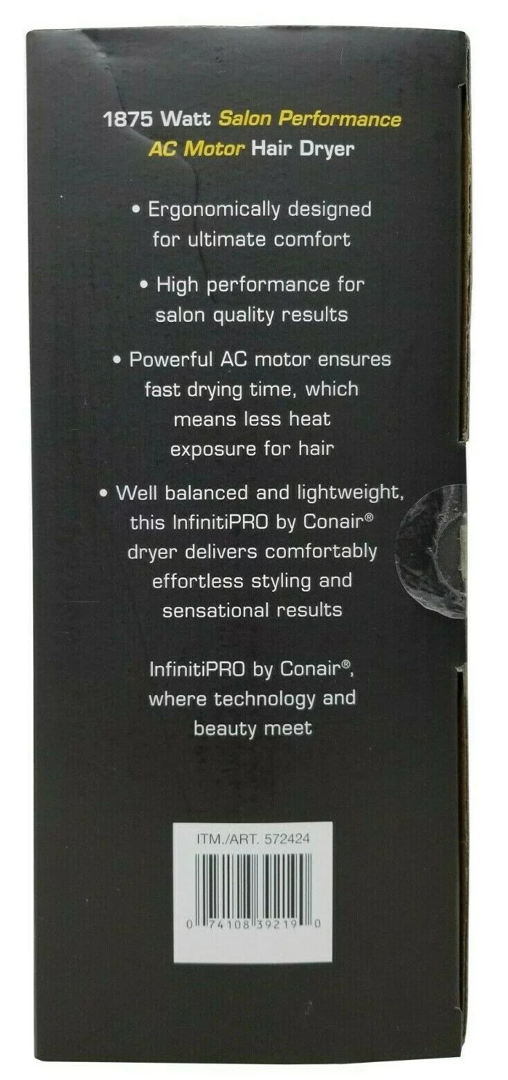 Styling Pro Salon Watt Dryer Performance Infiniti 1875 Motor Hair Conair Tool AC