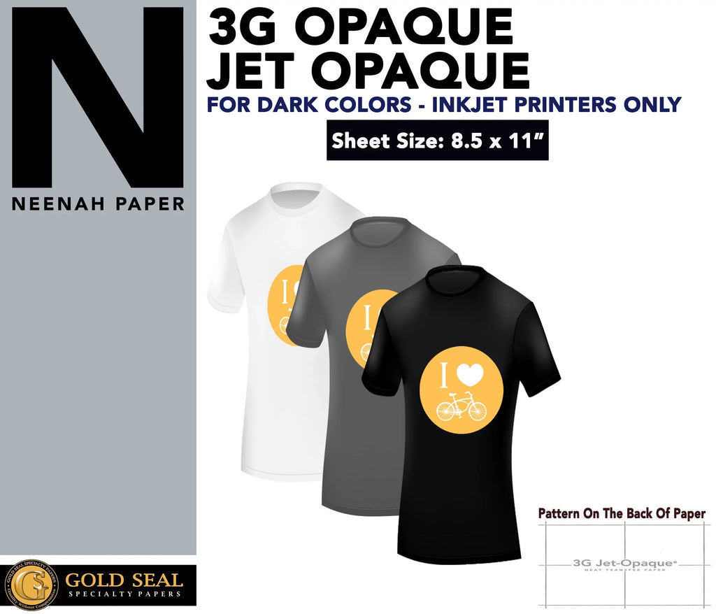 100 PACK PAPER x 8.5 JET SHEETS TRANSFER 3G HEAT ON 11" CUSTOM OPAQUE IRON