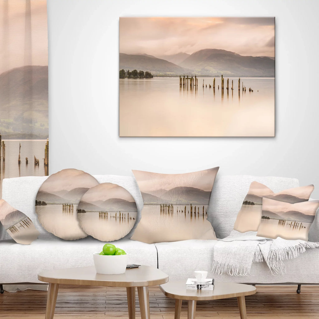 Pillow Lomond and Mountains Throw Printed Loch 12x20 Jetty Landscape - Designart -