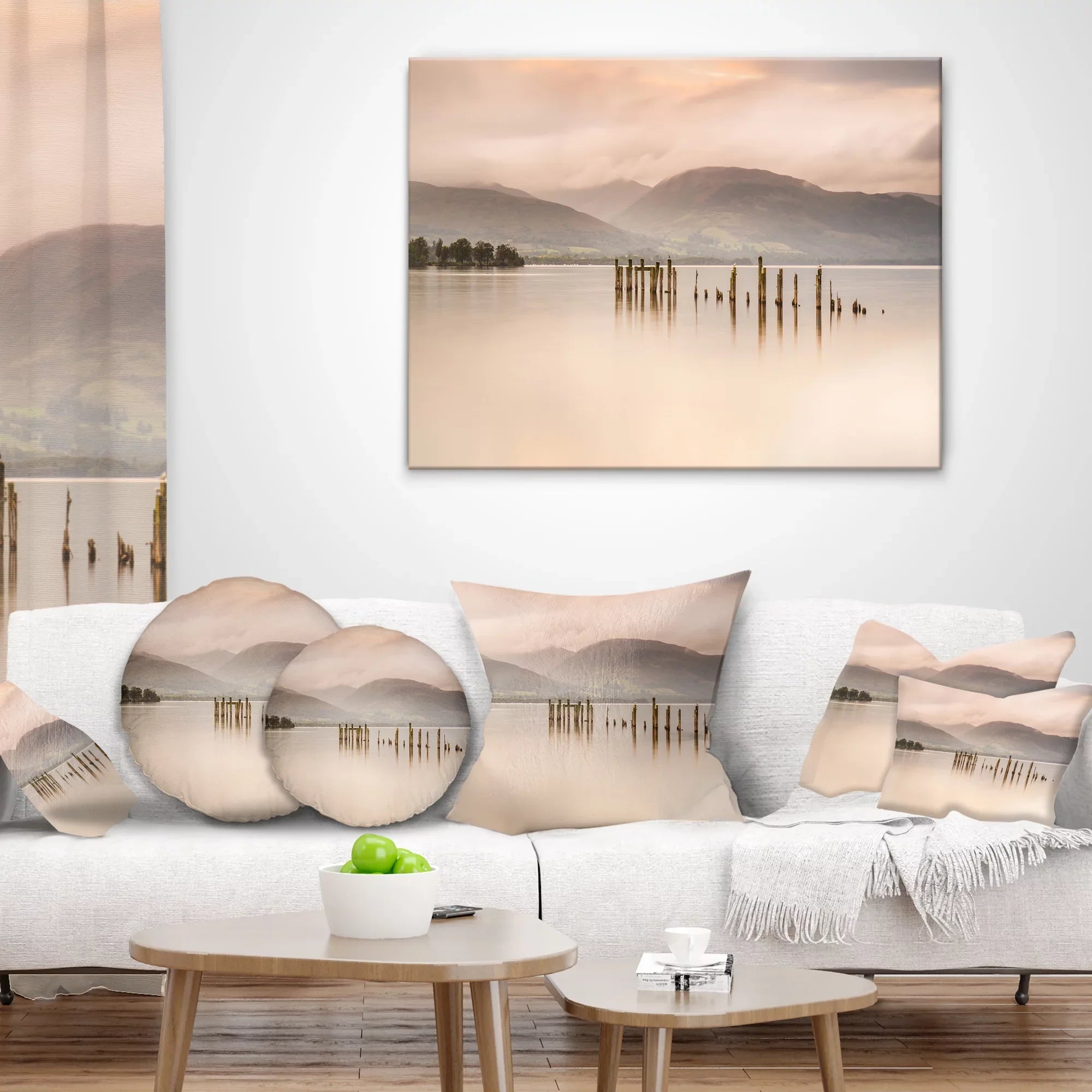 Pillow Lomond and Mountains Throw Printed Loch 12x20 Jetty Landscape - Designart -