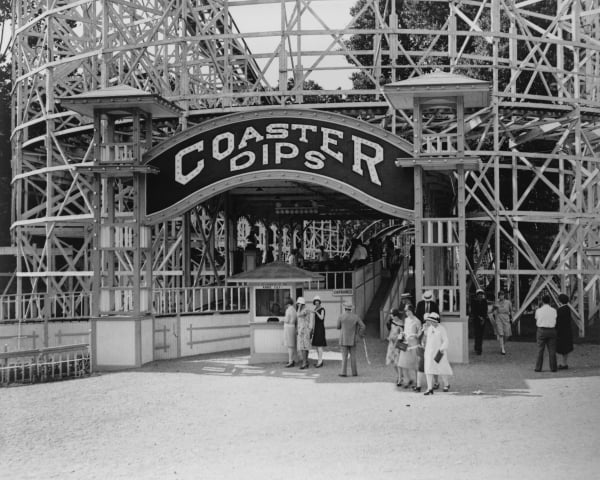 The The Dips, Roller Echo Coaster At To Glen Entrance Coaster Print: The