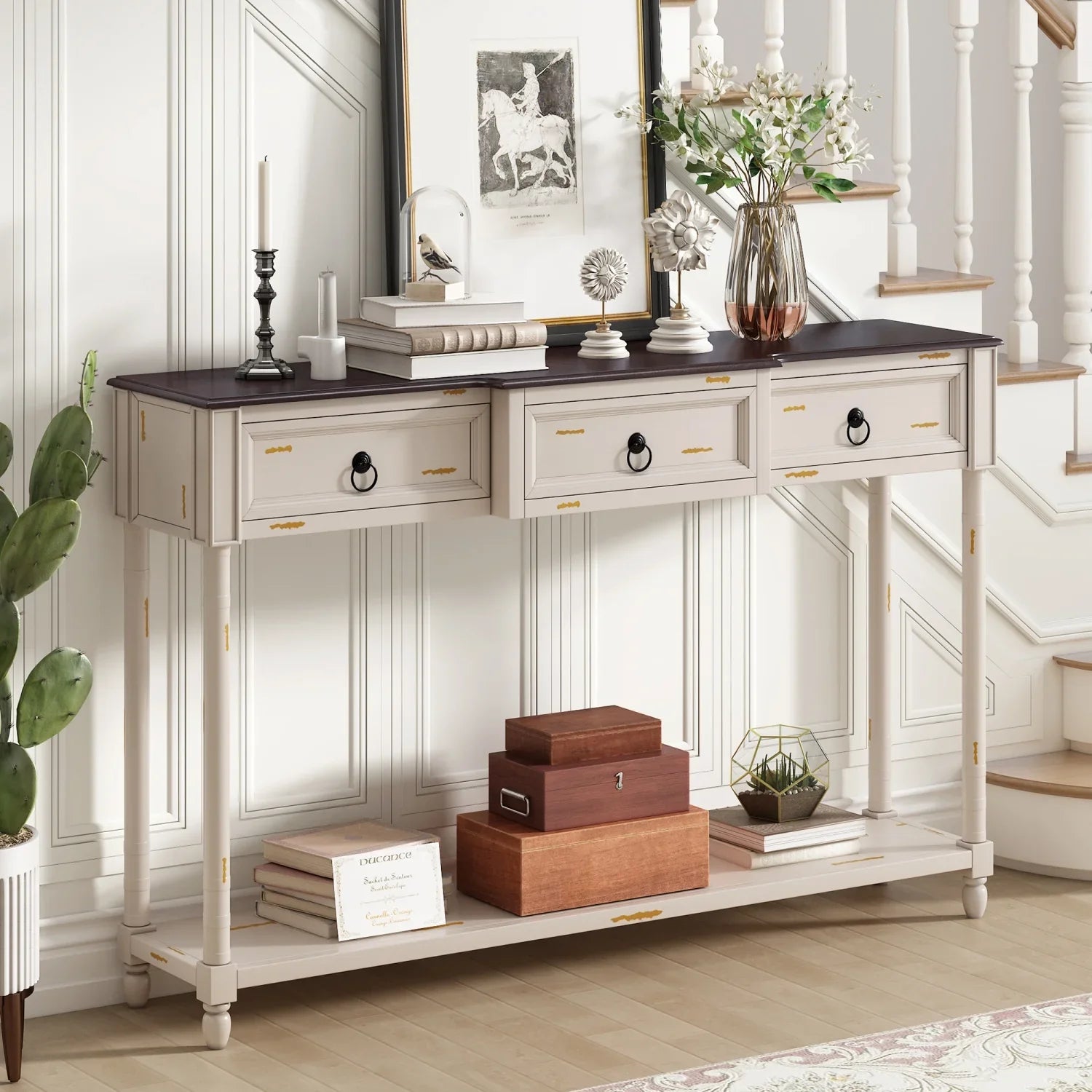with Entryway for Shelf OLD Table Projecting WF189574AAK) Drawers Sofa Long Table White Console TREXM (Antique SKU Drawers with and