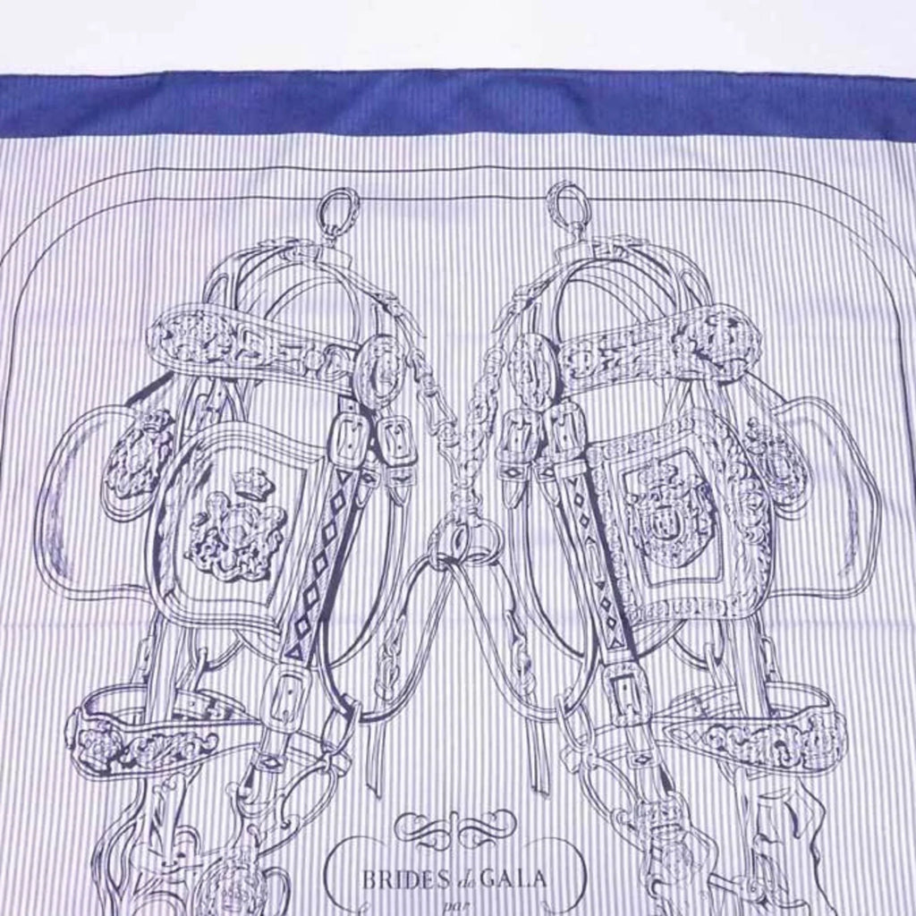 de navy x silk (Good) white Carre ladies 90 GALA Hermes HERMES scarf Pre-Owned BRIDES