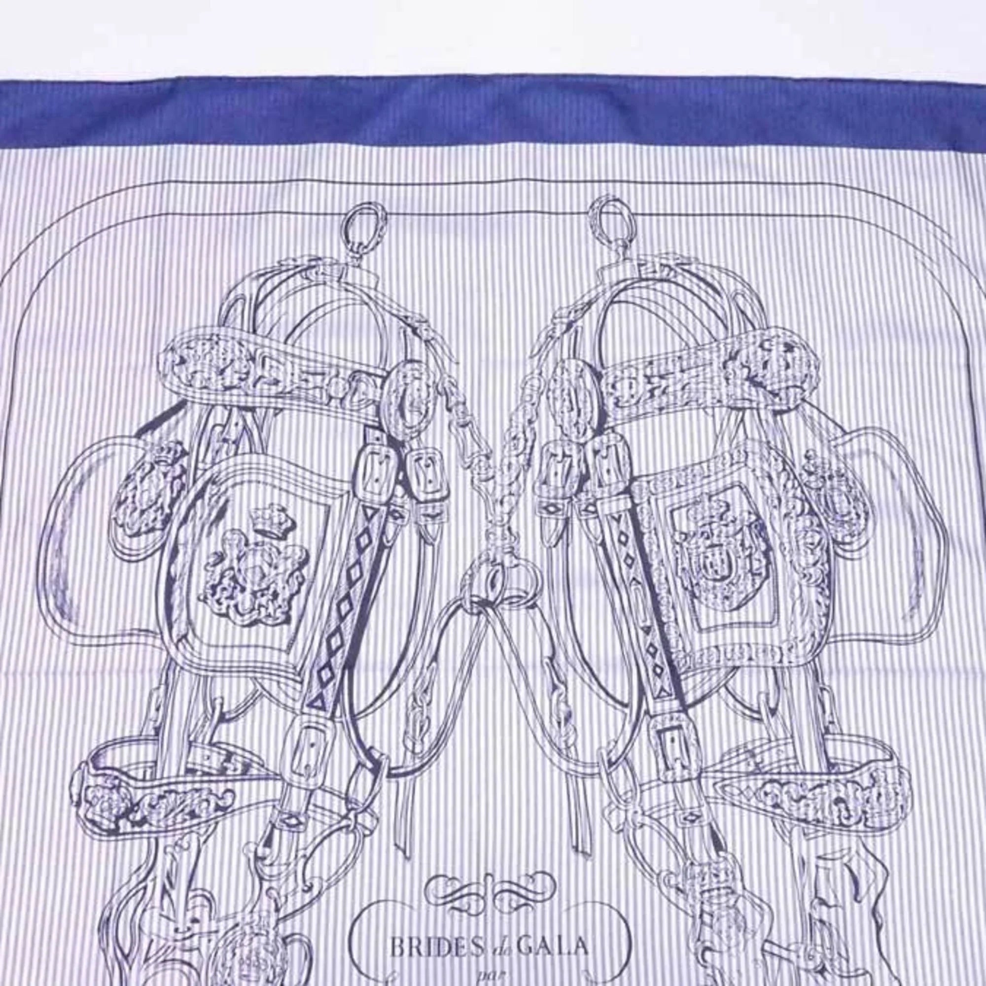 de navy x silk (Good) white Carre ladies 90 GALA Hermes HERMES scarf Pre-Owned BRIDES