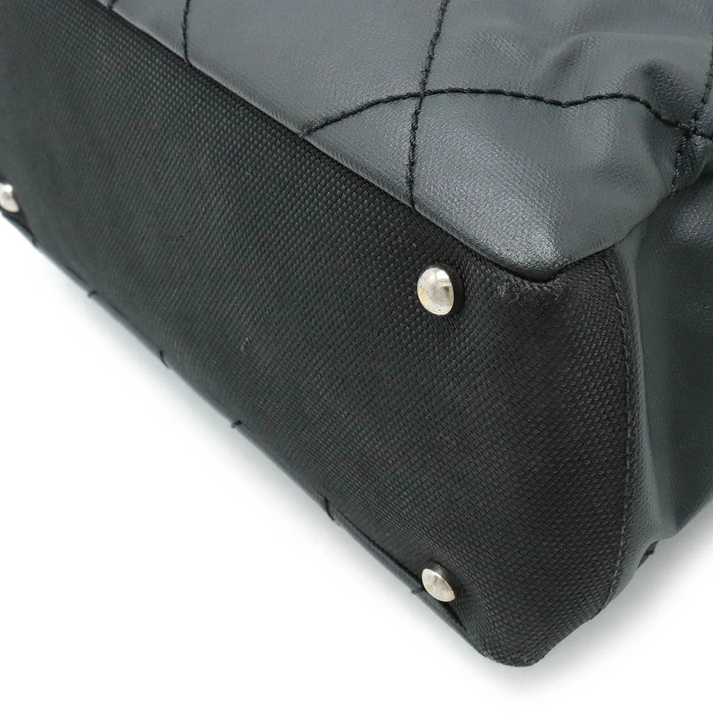 Bag Biarritz Tote Canvas (Good) CHANEL Coated Leather Paris Pre-Owned A34208 PM Shoulder Black