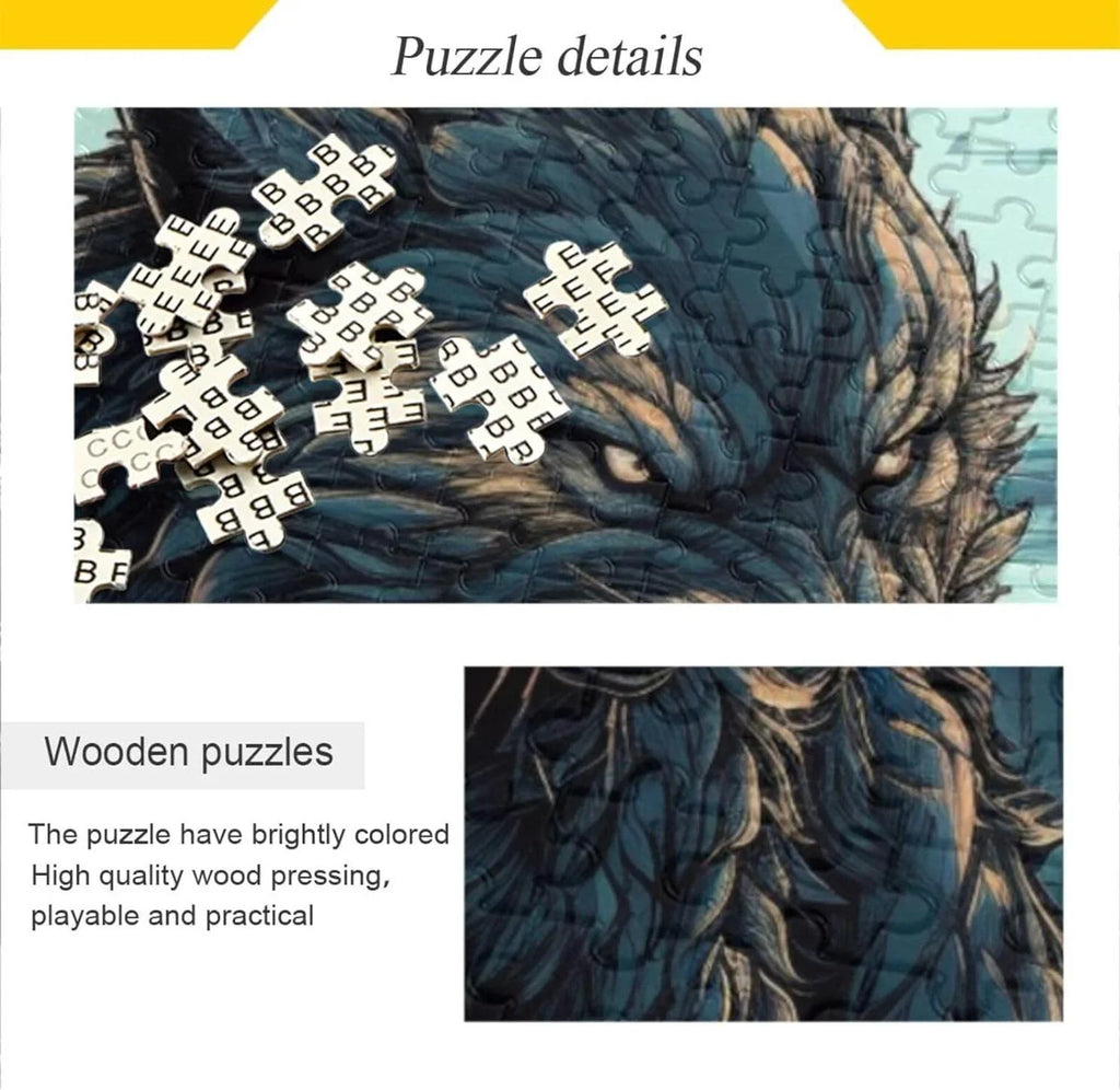 Exercise for Family Material Bag, Composite Parents Friends Puzzle, Kids Zigsaw for Big Wood Wolf Adults, Gift Fun 500 Jigsaw Storage PCS Challenging Puzzle Paper with Moon Brain Game Night