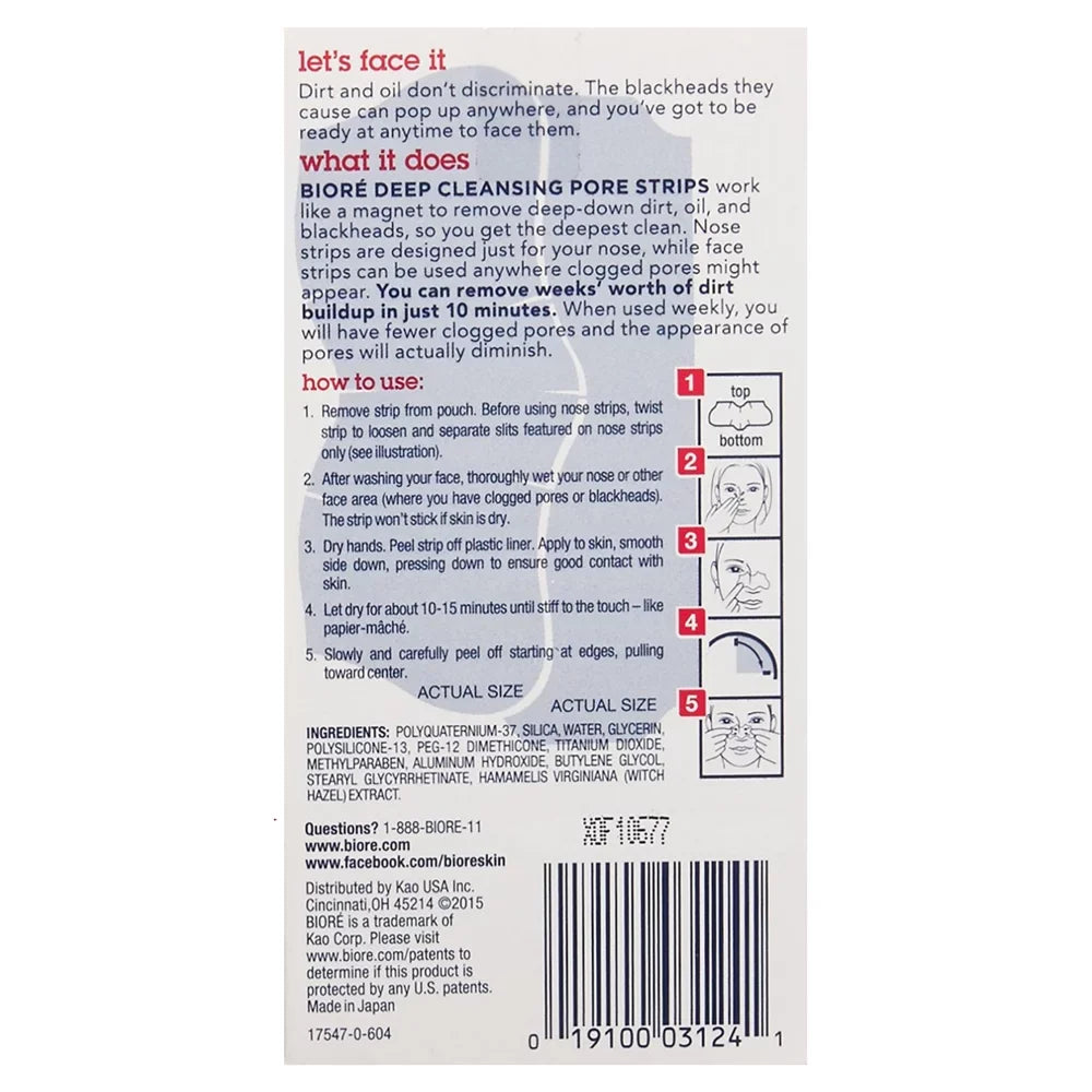 6) Cleansing Pore Combo ea (Pack Pack Face/Nose 14 of Deep Strips Biore