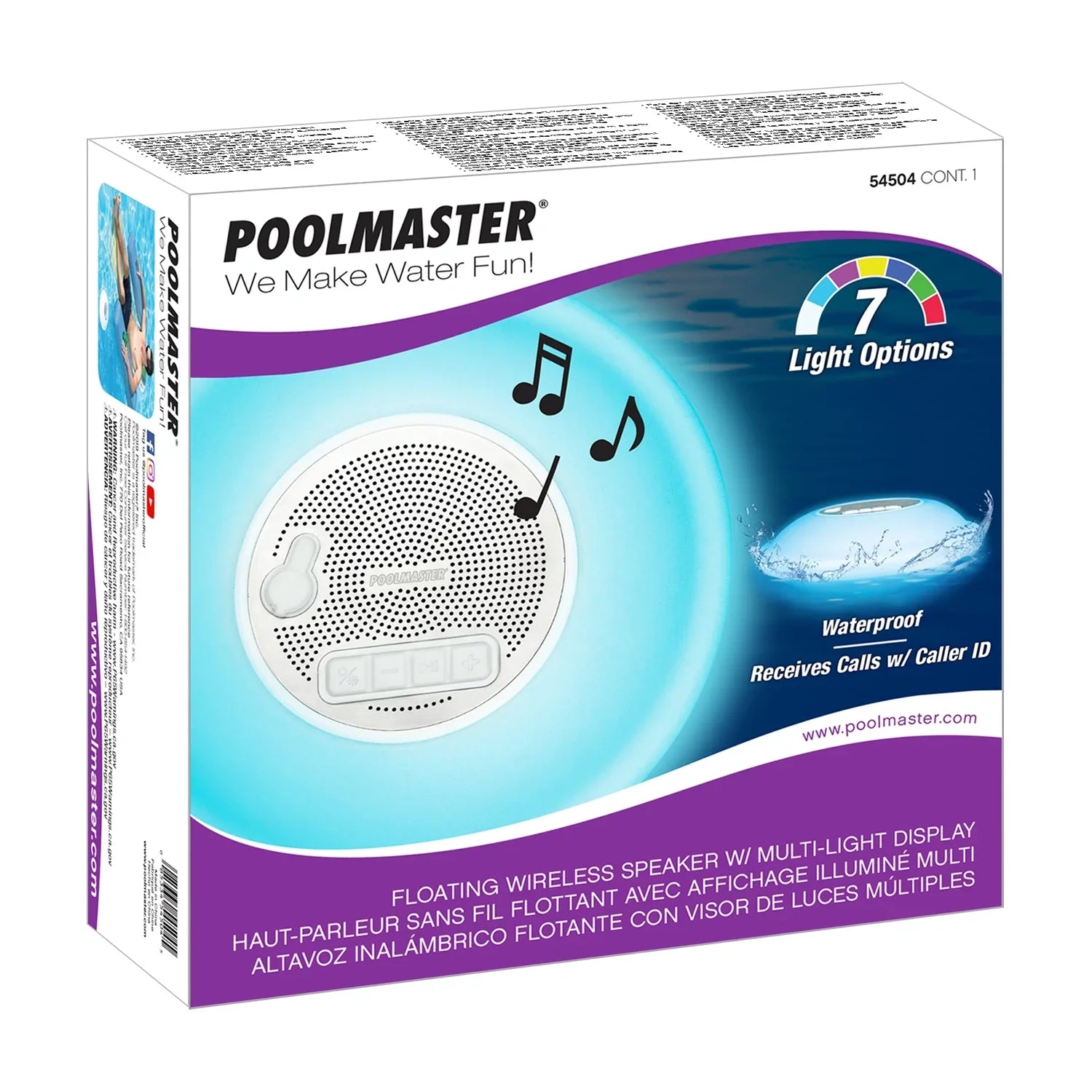 Swimming Functionality Speaker with Call for Portable Display LED Backlight Outdoors Floating Multi-Light Waterproof 7 Bluetooth Lakes, - Poolmaster Phone Pools, Color