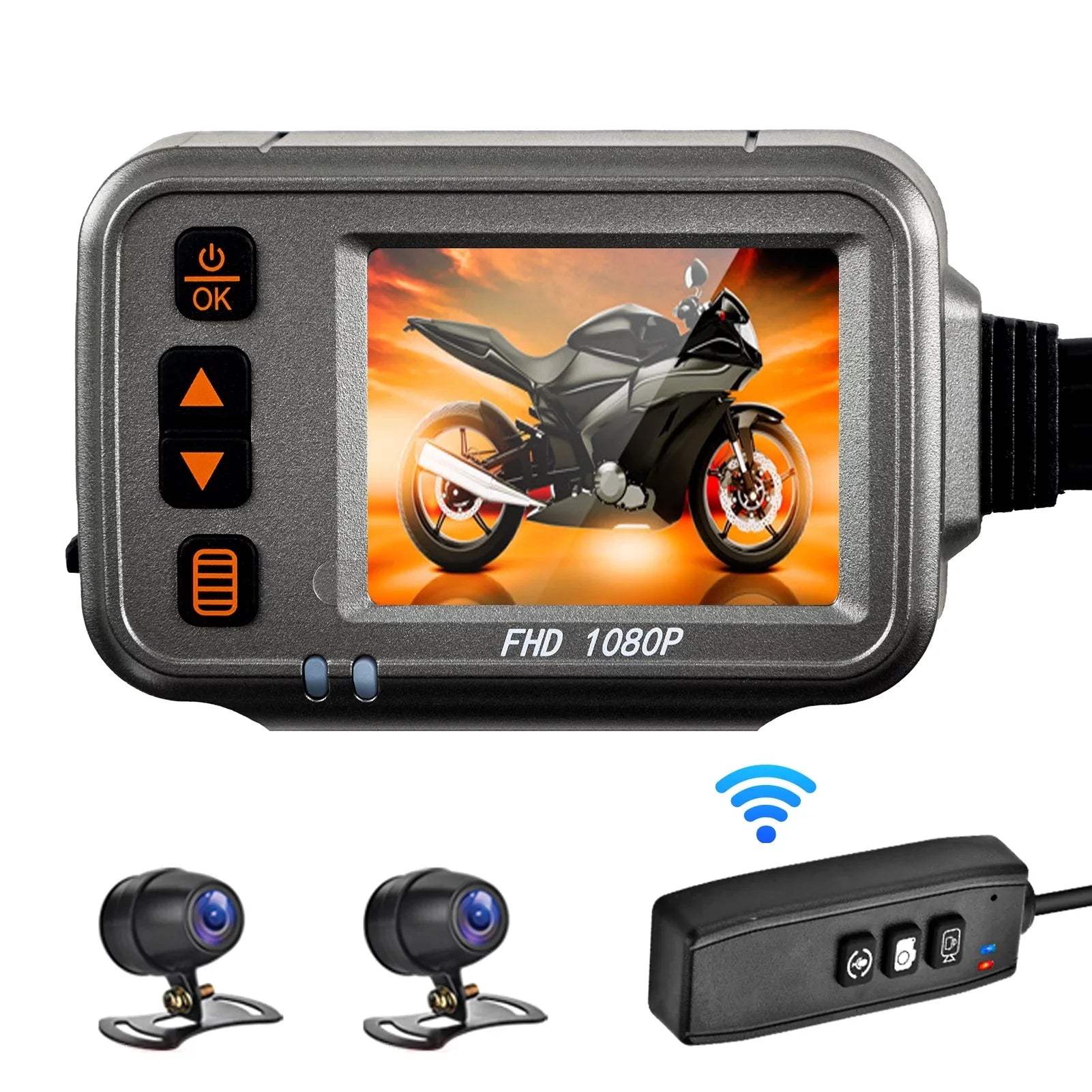 Motorcycle Night Motorbike Full Monitoring, Camera With 32G card Angle,Parking Dual Timed Recording Waterproof After storage ,120° Body Cam,WiFi Vision Wide Aibecy 1080p Flameout Dash