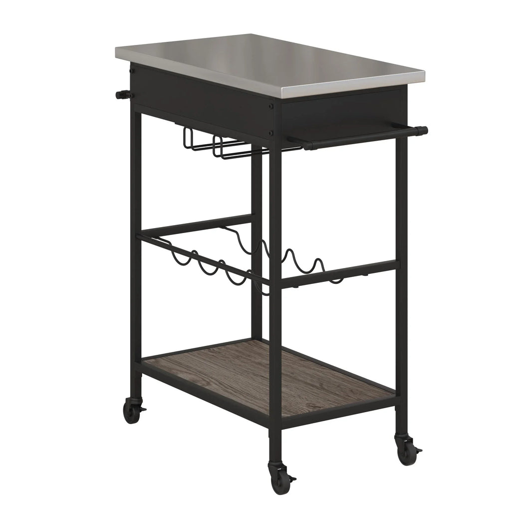 Black Multifunctional Storage, Kitchen Rack Metal, Steel Cart, Stainless and Nora Novogratz and Brown Wine Pantry