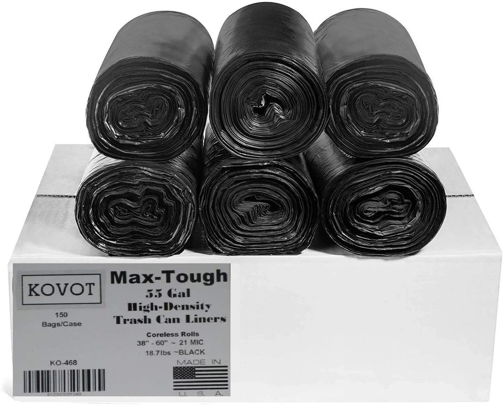 (Pack 55 Density Seal High Gal. Rolls RL-386021K Bag, Max-Tough Coreless Black Star of 150) Trash