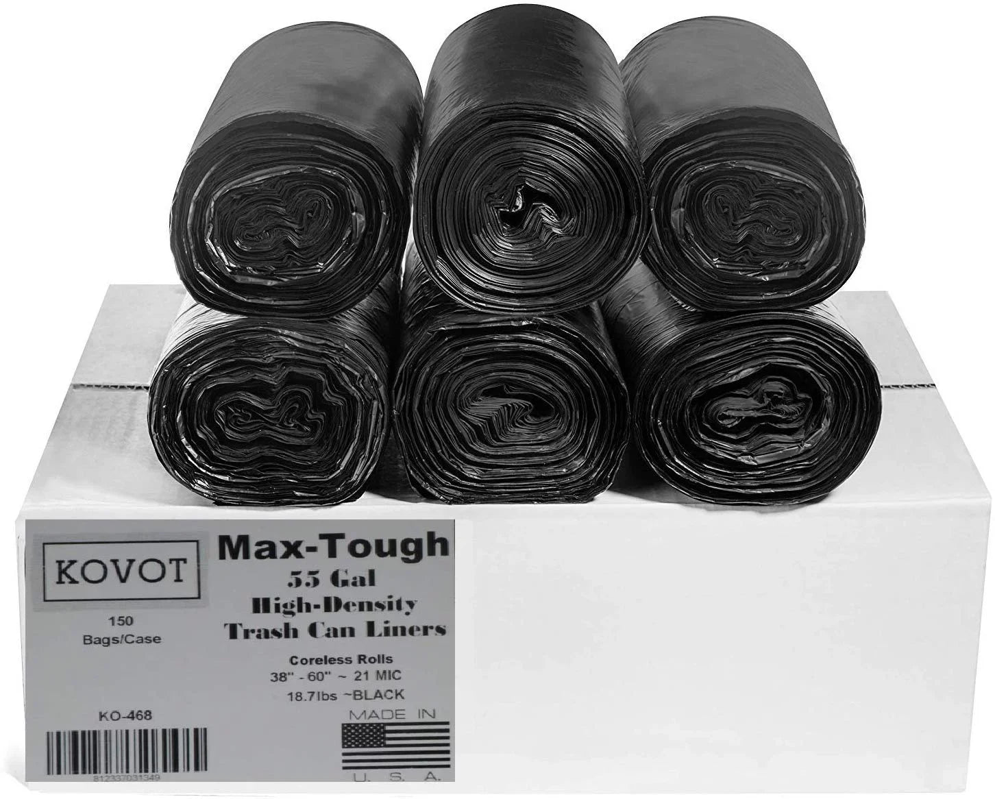 (Pack 55 Density Seal High Gal. Rolls RL-386021K Bag, Max-Tough Coreless Black Star of 150) Trash