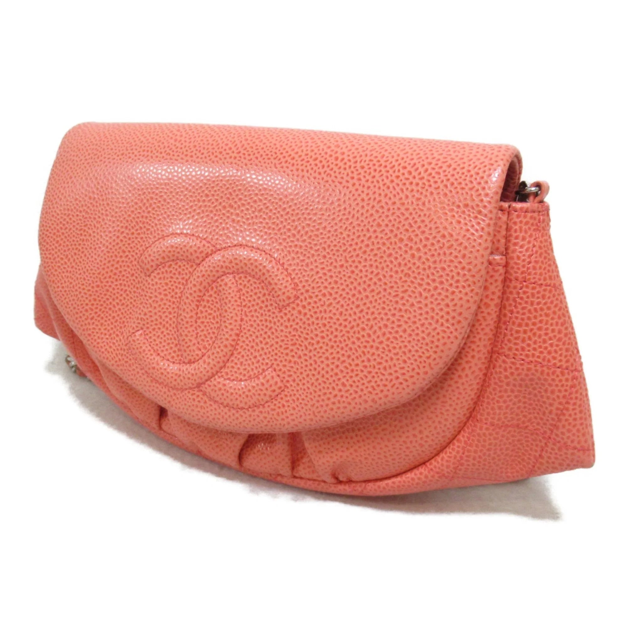 CHANEL wallet (Grained Chain Pre-Owned Calf) (Good) Caviar Skin Pink