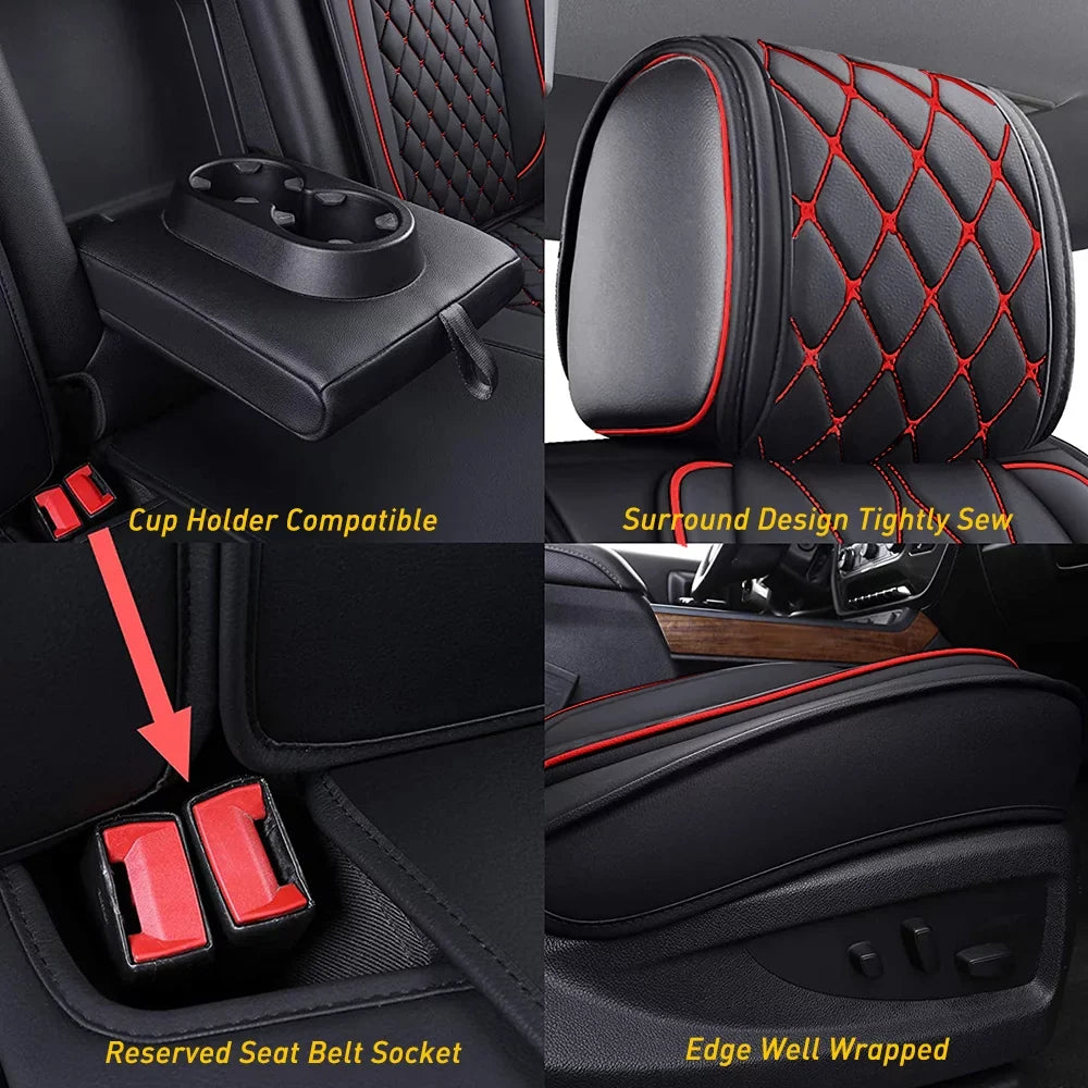 Set or 1500/2500 Set, Cab HD 3500 GMC Black-Red) Full for 2007-2023 Silverado Pickup Truck(Full HD Car Sierra Seat / Crew,Double,Extended Fit Covers