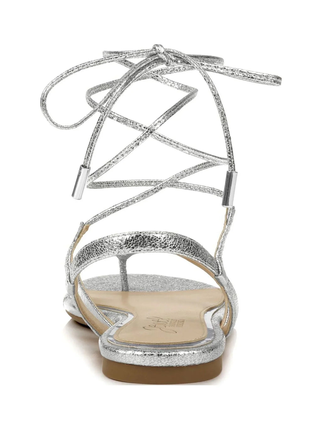 Nolana Round 8 Padded Thong Ankle Sandals Lace-Up Silver BADGLEY Womens MISCHKA Strap Toe Dress