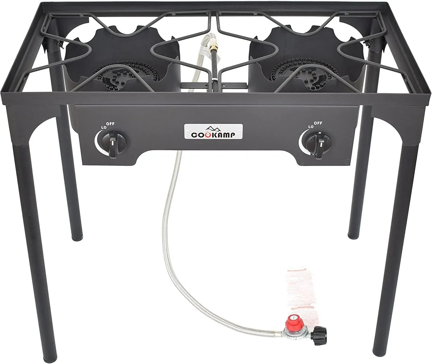 0-20 Regulator Banjo and Adjustable High Hose Steel Stove Adjustable PSI Braided Outdoor (2-Burner) Camp Pressure Height. with
