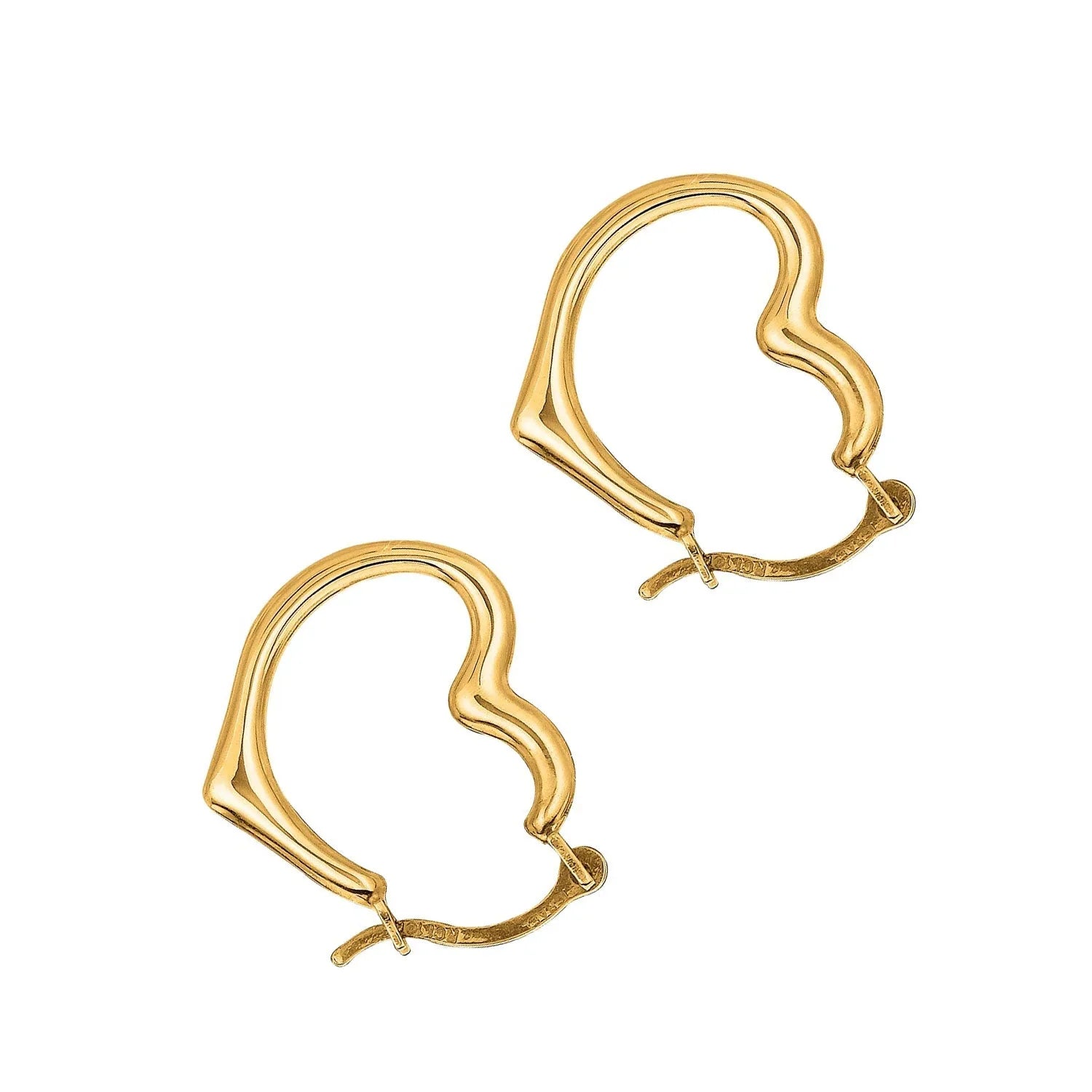 Yellow Earrings Heart Hoop 10K Gold Real