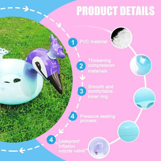 Melia Glitter Designed Peacock Kids Pool for 48 Inflatable Fast Water Party Float Raft Valves Beach with Toys Decorative Inch | Party Lounge Game Summer Swim
